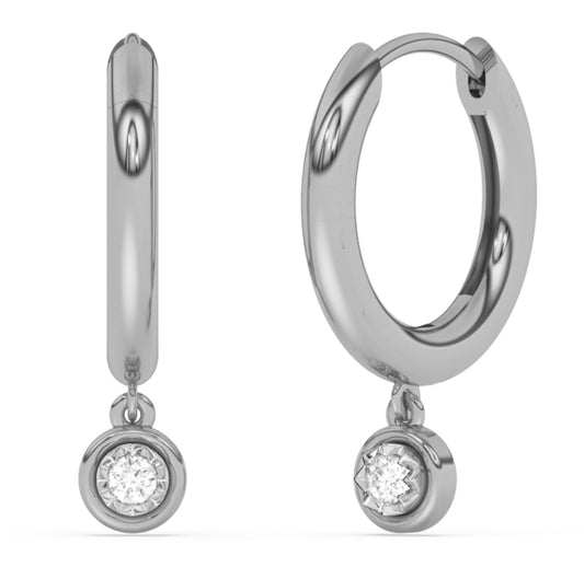 Single Diamond Dangle Huggie Earrings