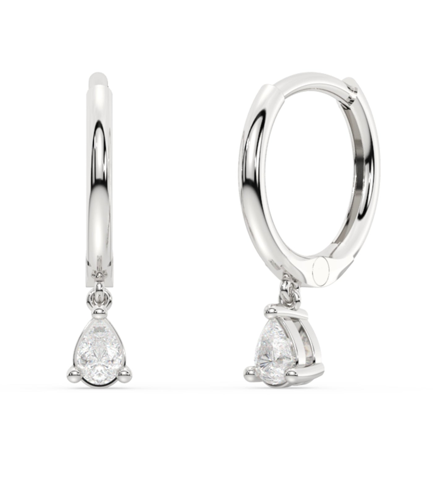 Pear Shaped Diamond Dangle Huggie Earrings
