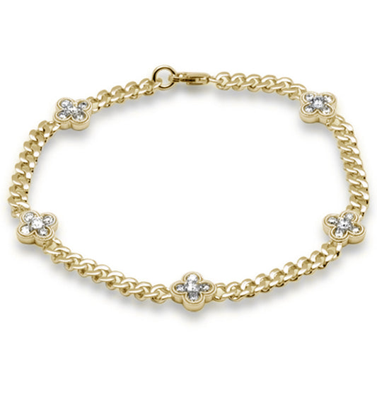 5 Clover Station Cuban Bracelet