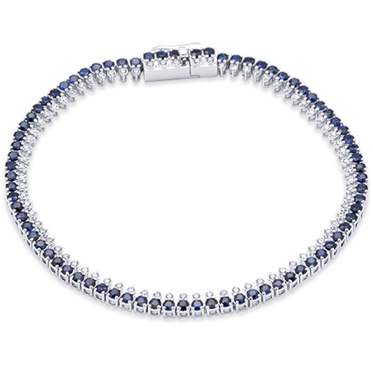 Diamonds and Blue Sapphire Tennis Bracelet