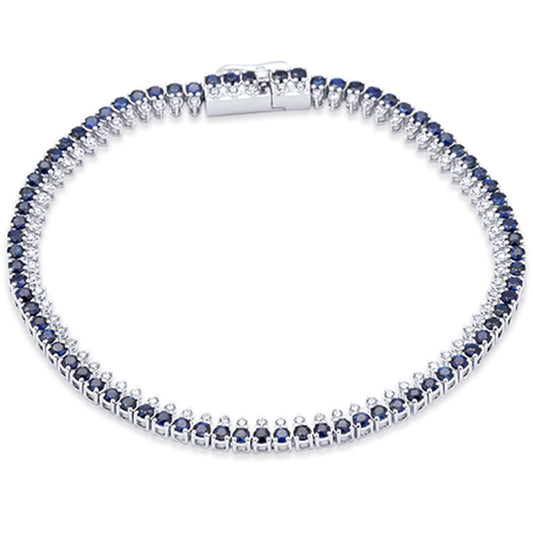 Diamonds and Blue Sapphire Tennis Bracelet