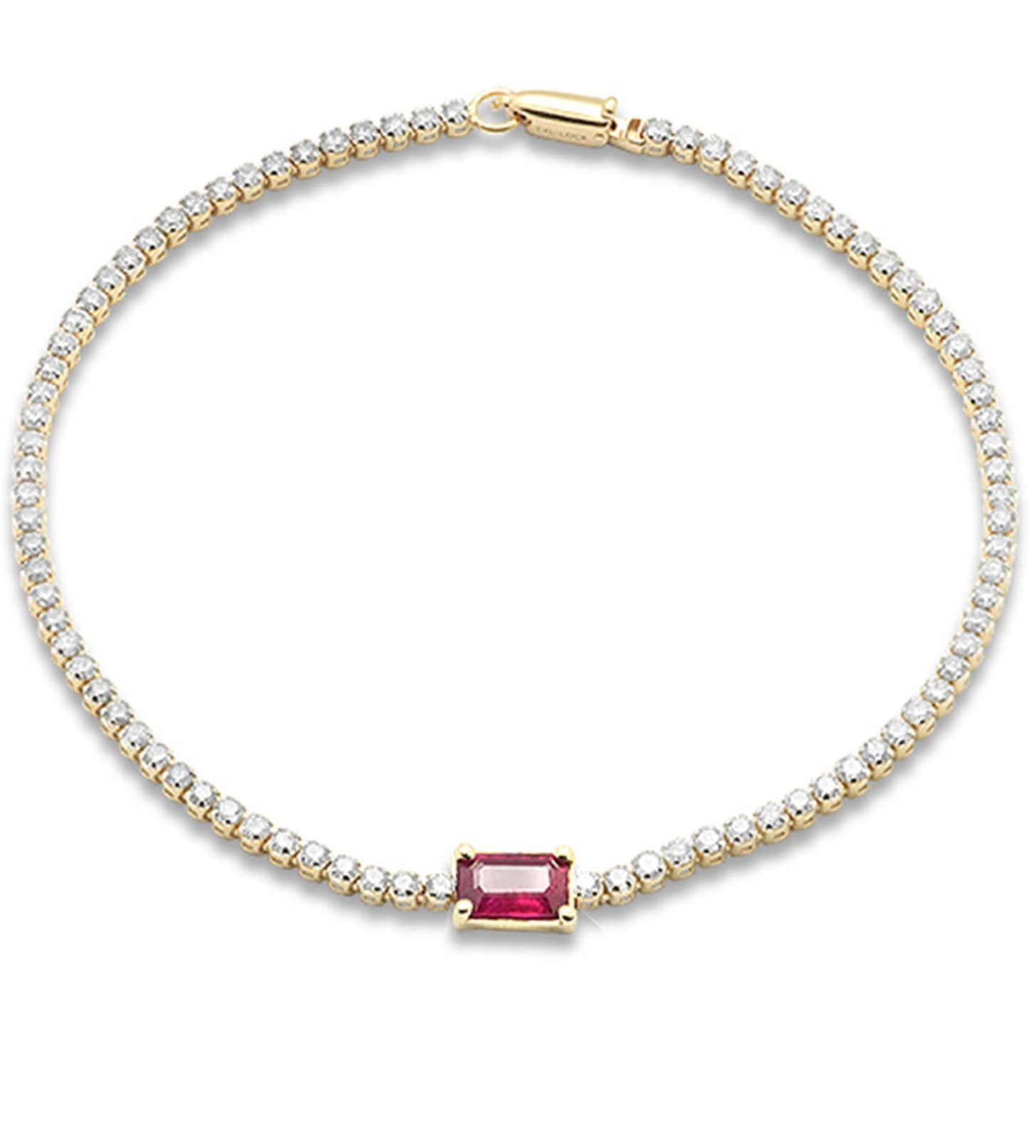 .70cts Ruby Center Diamond Tennis Bracelet