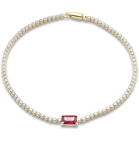 .70cts Ruby Center Diamond Tennis Bracelet