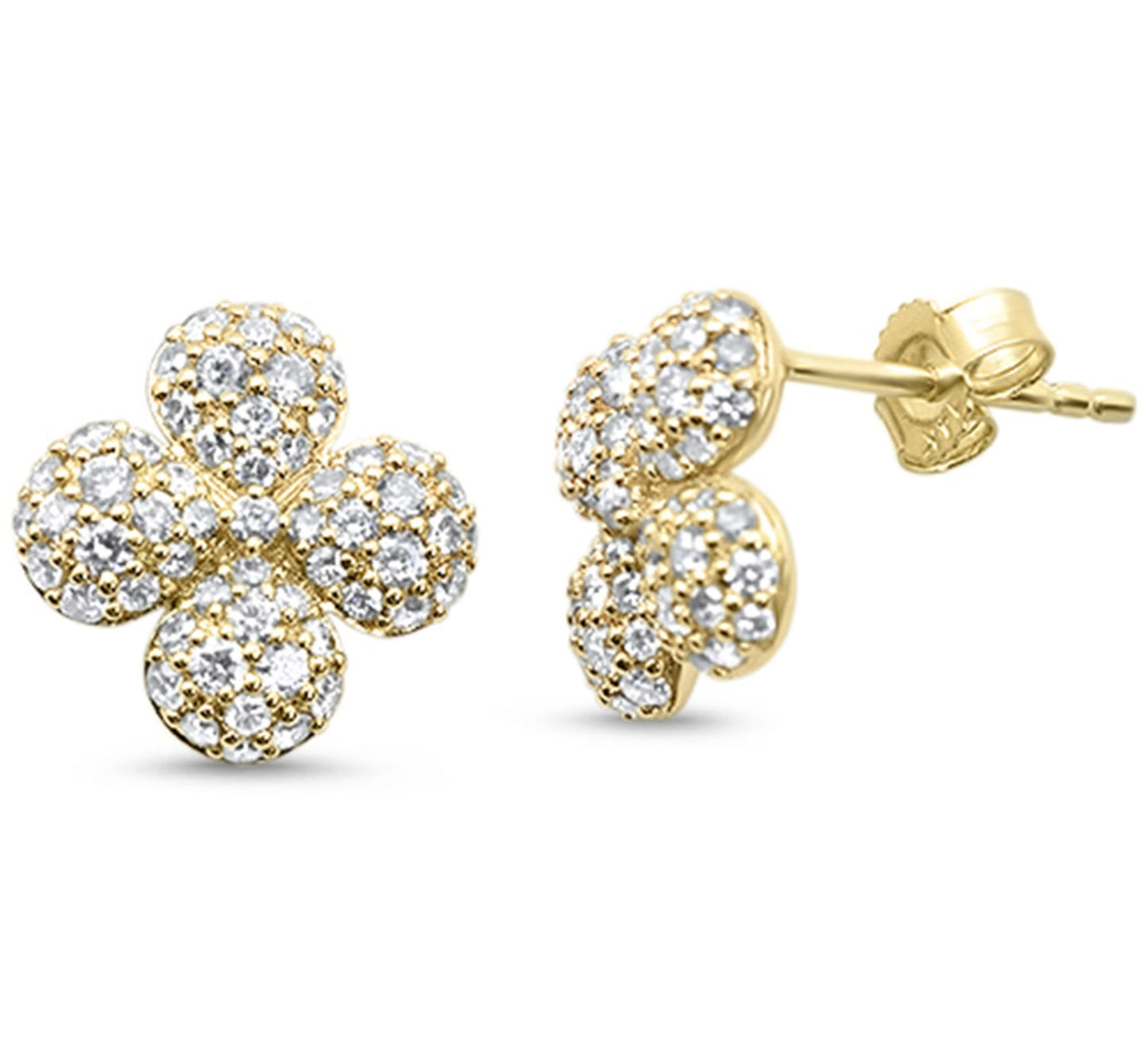 Diamond Pave Clover Earrings