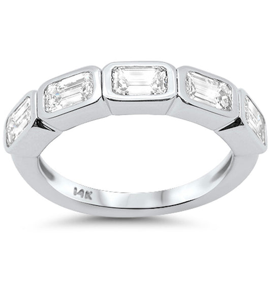 East West Emerald cut Diamond Band