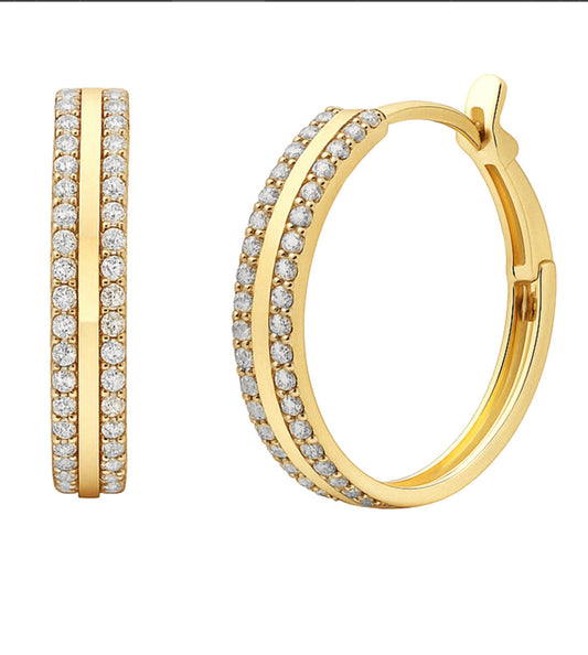 Diamond Accented Gold Hoops