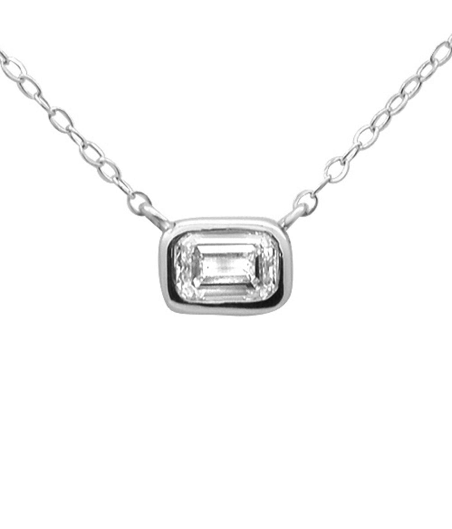 .27ct Gold Chunky Bezel Set Emerald Cut Solitaire Necklace