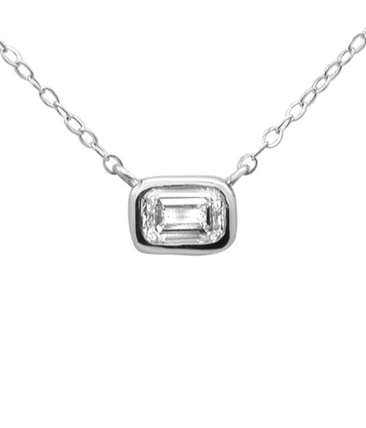 .27ct Gold Chunky Bezel Set Emerald Cut Solitaire Necklace