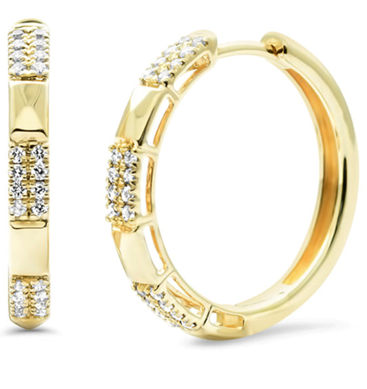 Diamond Dash Gold Hoop Earrings