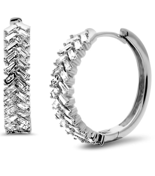 Baguette Chevron Hoop Earrings