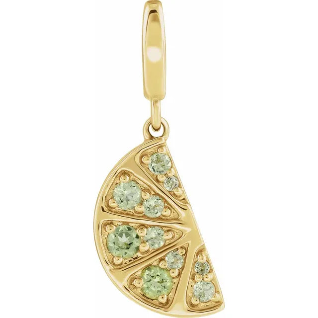 Gold and Peridot Lime Wedge Charm