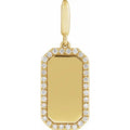Engravable Diamond Accented Dog Tag Charm
