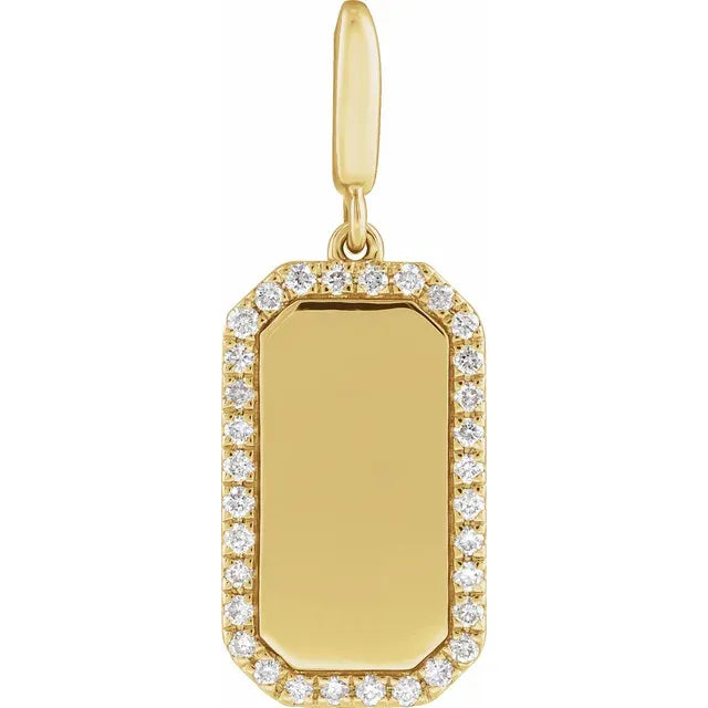 Engravable Diamond Accented Dog Tag Charm