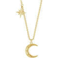 Plain Gold Star and Moon Necklace