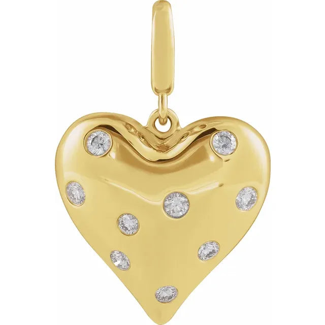 Flush Diamond Accented Heart Charm