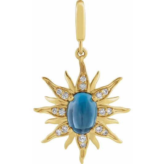Gold and Natural Topaz Sun Pendant