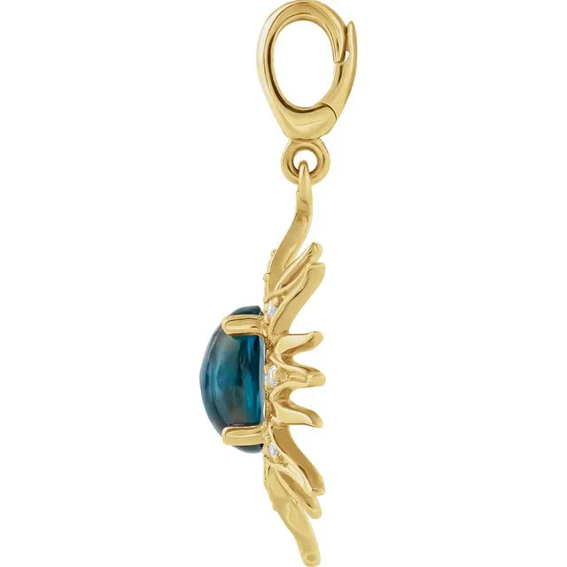 Gold and Natural Topaz Sun Pendant