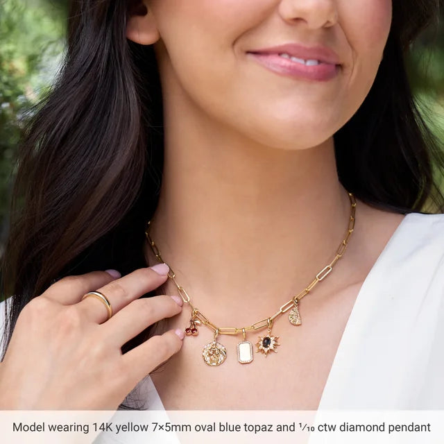 Gold and Natural Topaz Sun Pendant