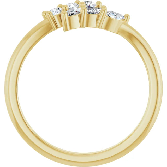 Round and Marquise Diamond Bypass Ring