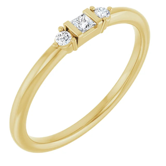 3 Stone Diamond Stacking Ring