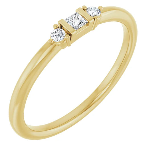 3 Stone Diamond Stacking Ring