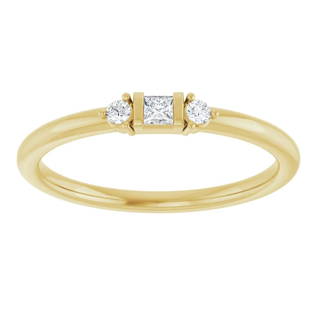 3 Stone Diamond Stacking Ring