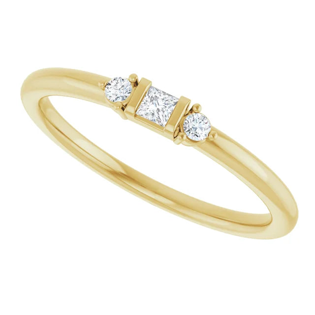 3 Stone Diamond Stacking Ring