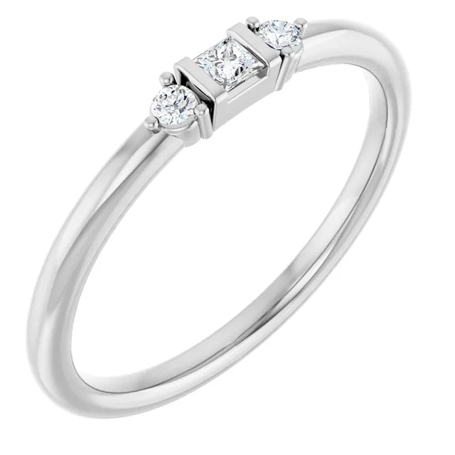 3 Stone Diamond Stacking Ring