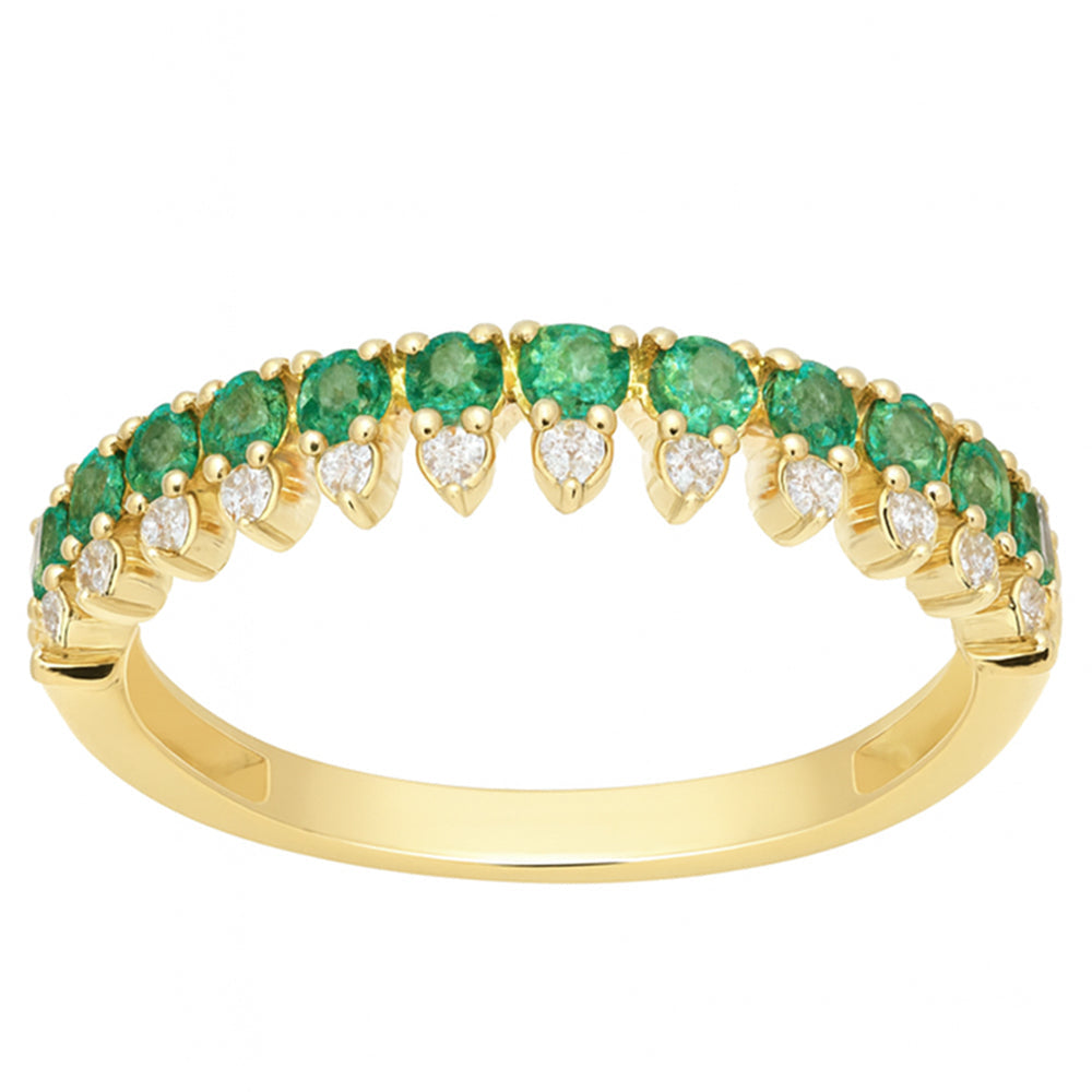 Emerald and Diamond Spike Stacking Ring