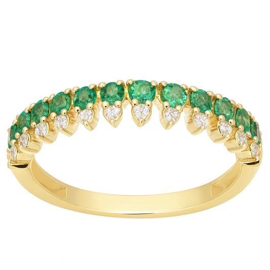 Emerald and Diamond Spike Stacking Ring