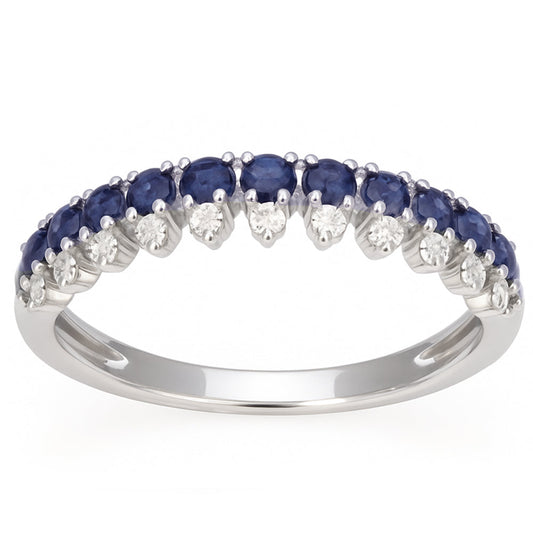 Blue Sapphire and Diamond Spike Stacking Ring