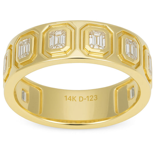 Bezel Set Emerald Cut Band Ring