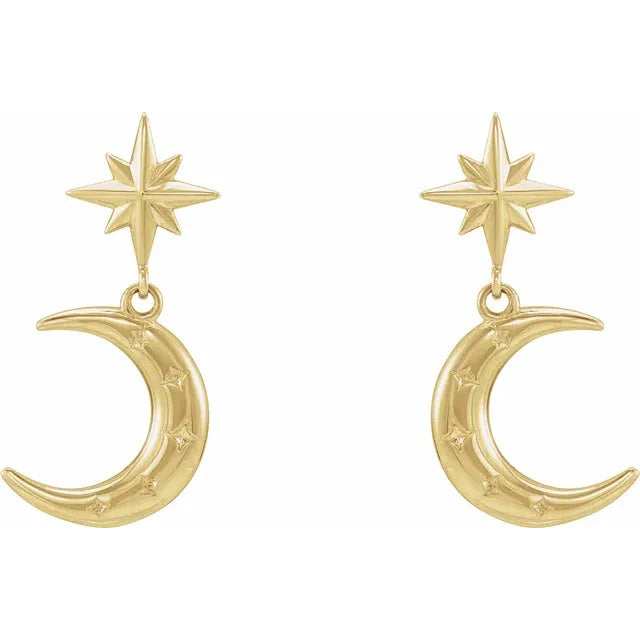 Star and Moon Dangle Earrings