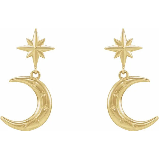Star and Moon Dangle Earrings