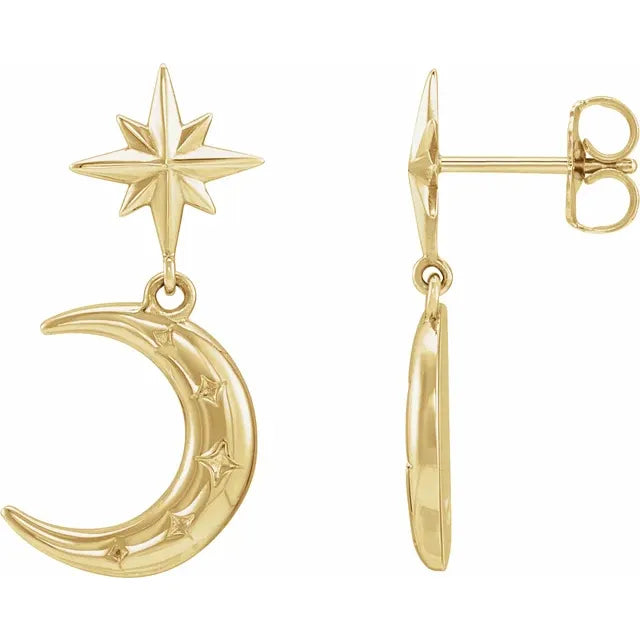 Star and Moon Dangle Earrings