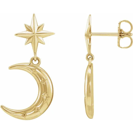 Star and Moon Dangle Earrings