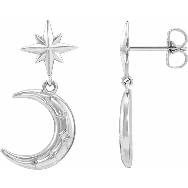 Star and Moon Dangle Earrings