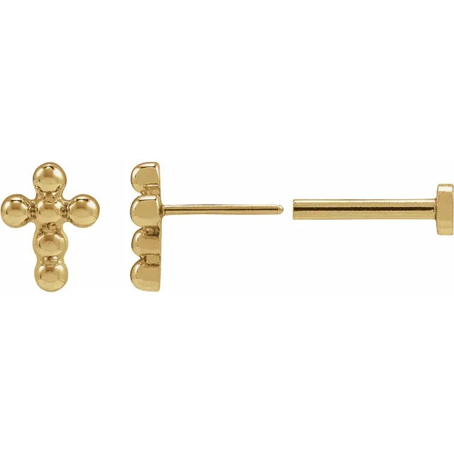 Mini Beaded Cross Earrings