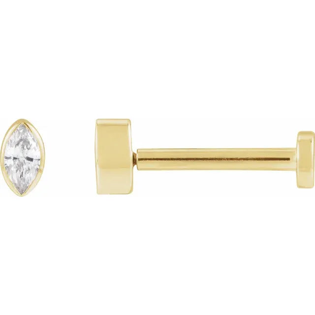 Marquise Diamond Flat Back Earring (single)
