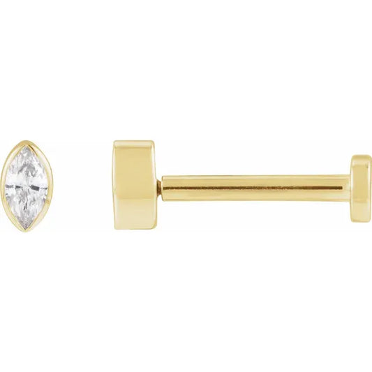 Marquise Diamond Flat Back Earring (single)