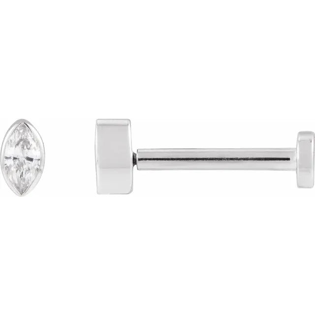 Marquise Diamond Flat Back Earring (single)