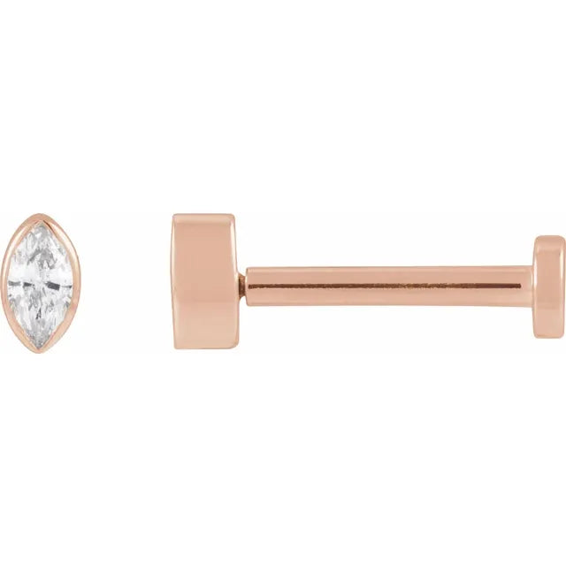 Marquise Diamond Flat Back Earring (single)