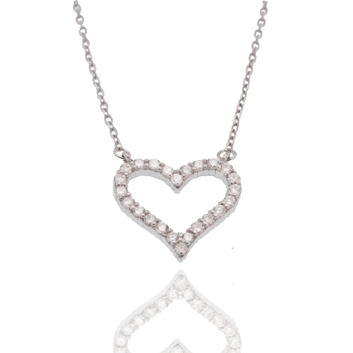 Sterling Silver and Diamond Heart Necklace