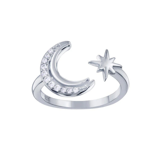 Sterling silver Star and Moon Ring
