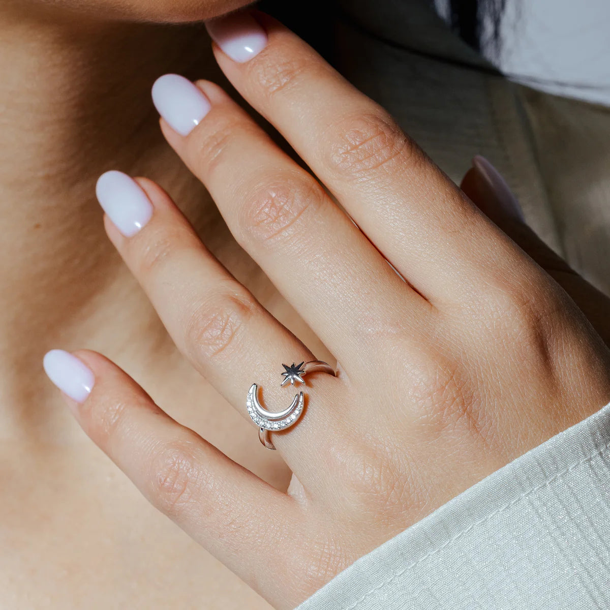 Sterling silver Star and Moon Ring