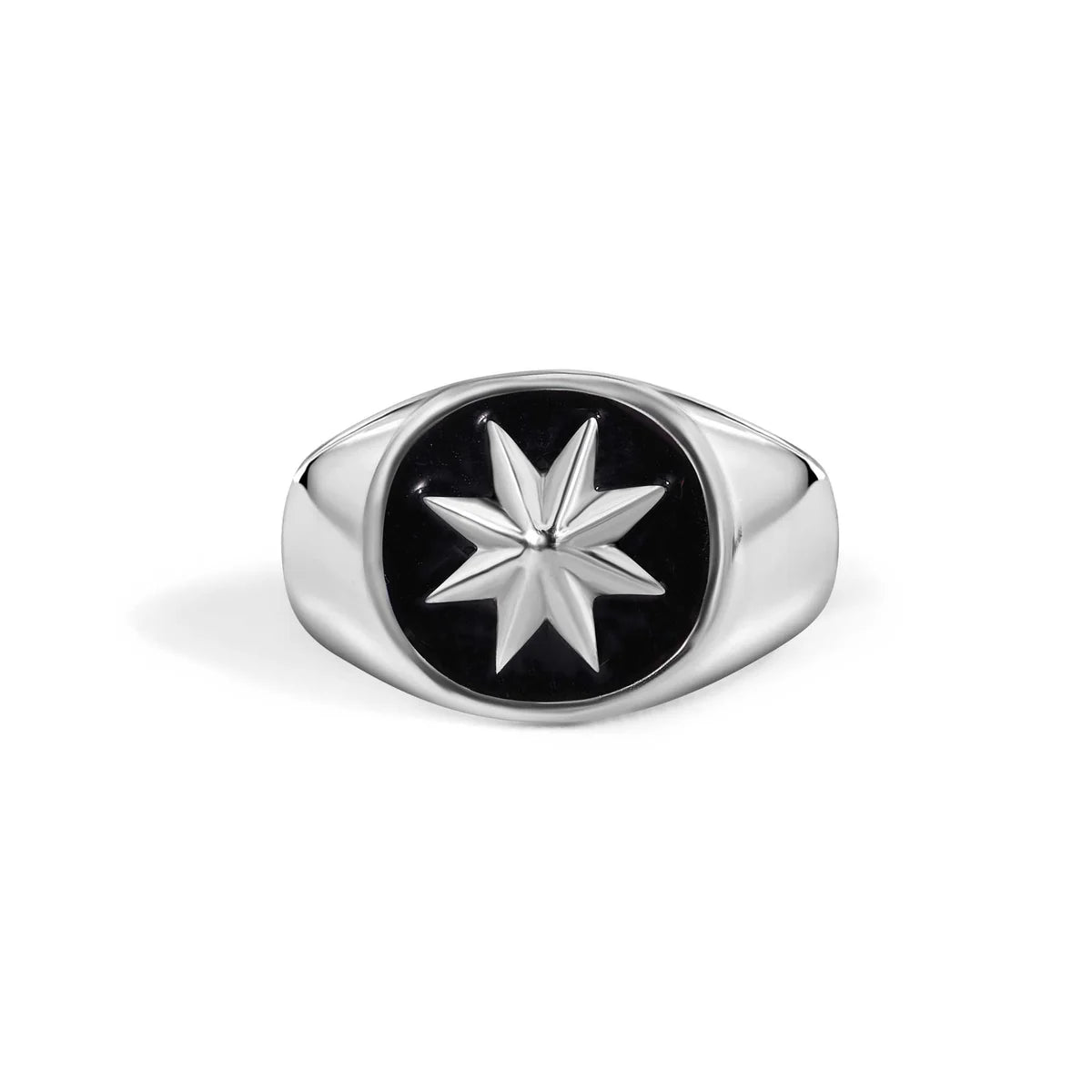 Sterling Silver and Black Enamel Star Ring