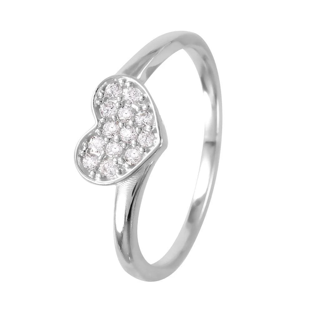Sterling Silver Pave Heart Ring