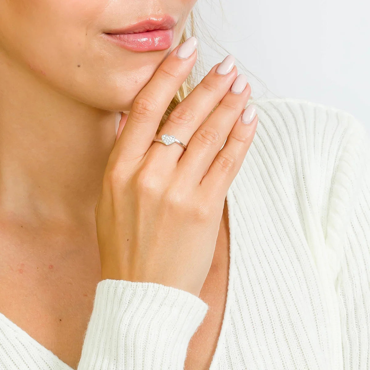 Sterling Silver Pave Heart Ring