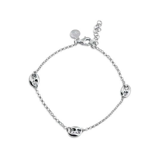 Sterling Silver Puffed Mariner Link Bracelet