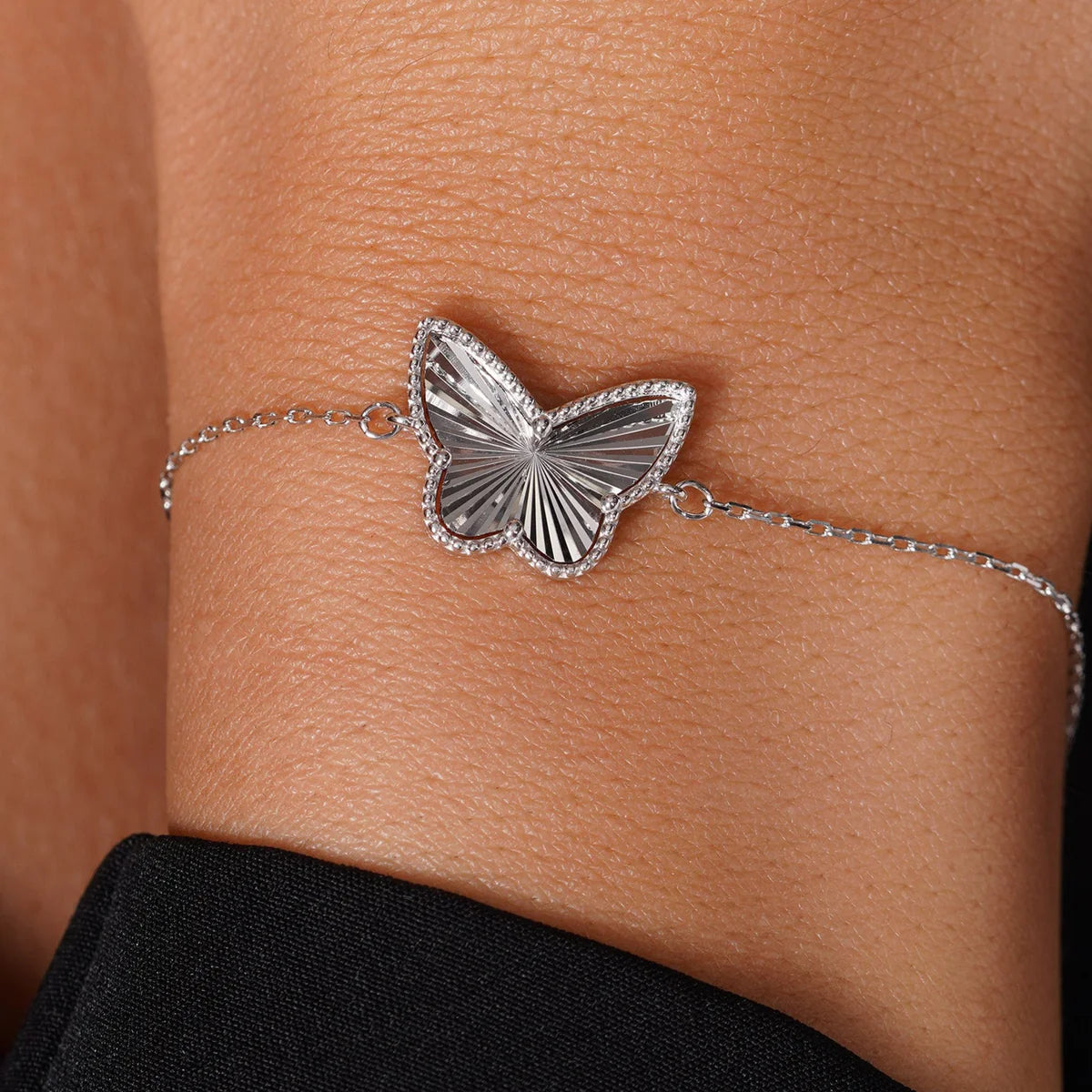 Sterling Silver Sparkling Butterfly Bracelet